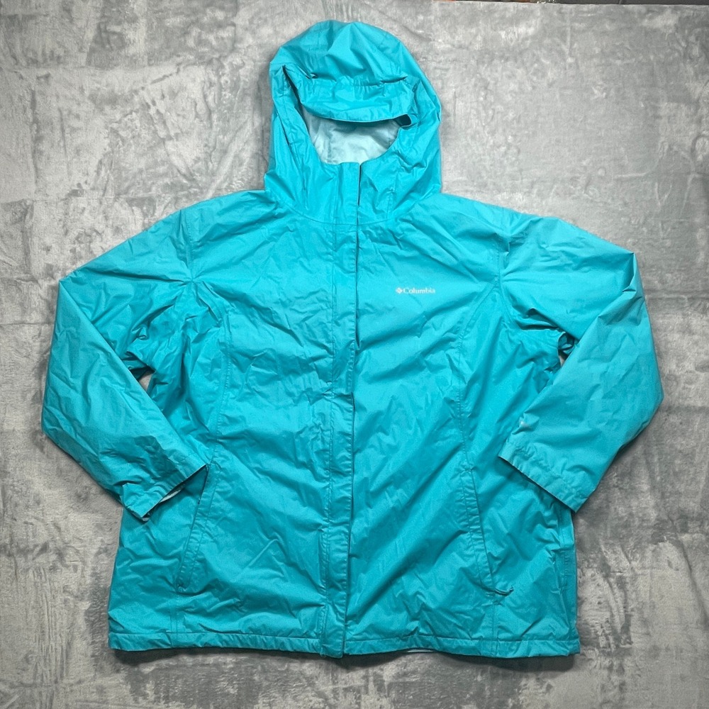 Columbia Teal Hooded Rain Jacket